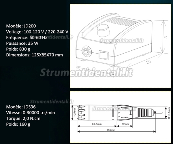 JSDA® JD200 micromotore per nail professionale