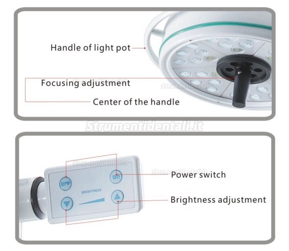 KD-2036D-2 36LED Lampada scialitica odontoiatrico con profondità di illuminazione regolabile (a soffitto)