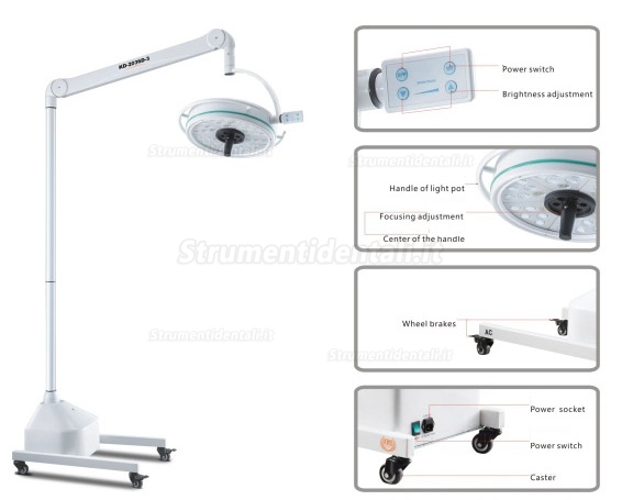 KD-2036D-3 36LED 72W Lampada dentale a luce fredda senza ombre con profondità di illuminazione regolabile (a terra, con una base)