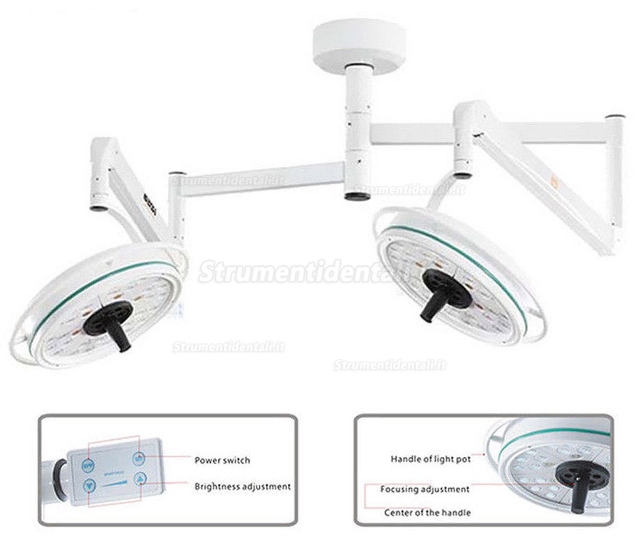 KWS KD-2072B-2 216W Lampada a Due Teste a Led a Soffitto Per Esami Chirurgici Senza Ombra