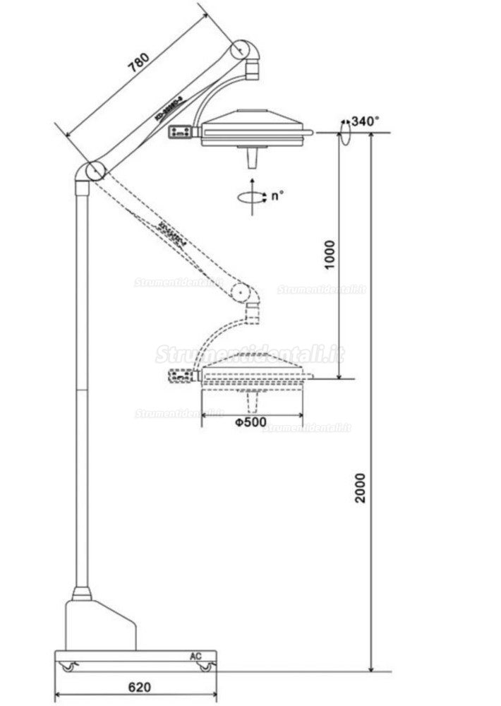 KWS KD-2036D-3 108W Ha Condotto La Lampada Da Visita Chirurgica Senza Ombra Portatile