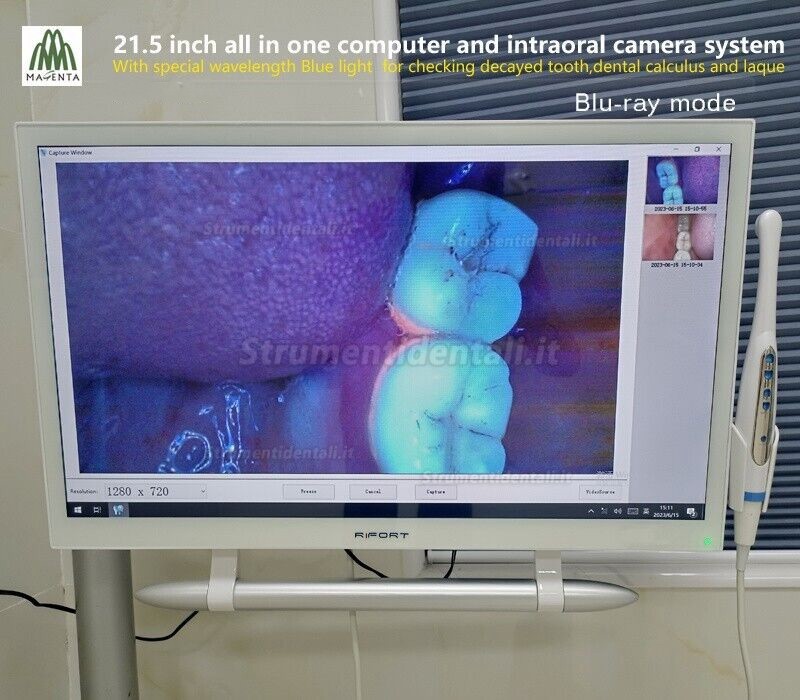 Telecamera intraorale dentale magenta YF-2200P+ con touch screen da 21,5 pollici