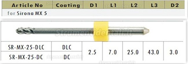 1 pezzi fresa zirconic dentale 0,5 mm/1 mm/2,5 mm senza rivestimento per Sirona MX5