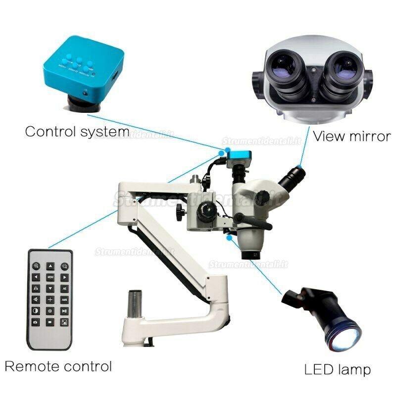 Microscopio operatorio odontoiatrico con telecamera per poltrona odontoiatrica