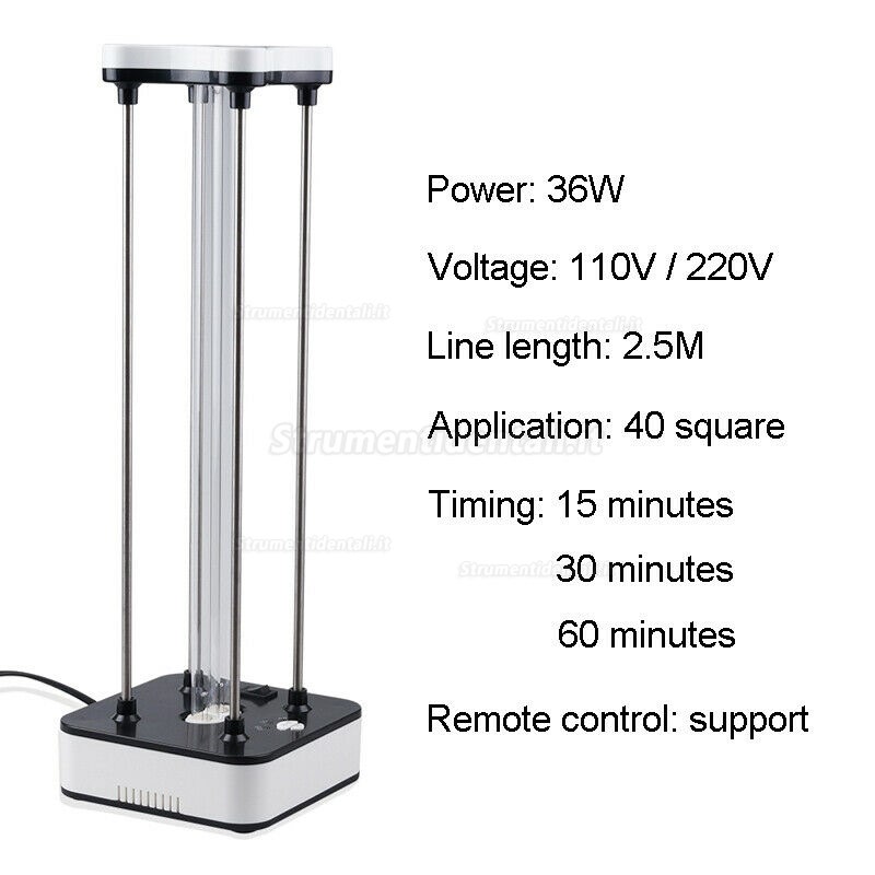 36W UV Battericida Quarzo Lampada Disinfezione Ozono Sterilizzatore Telecomando con Timer