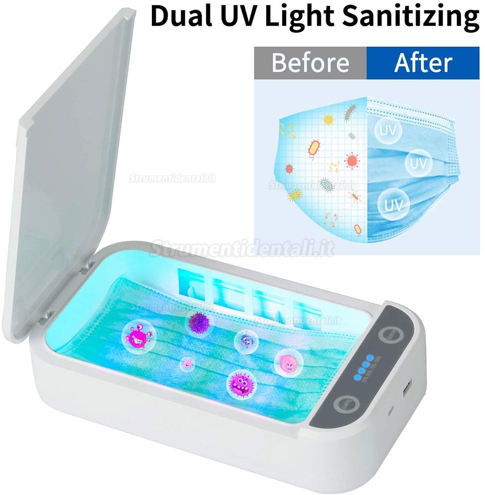 UV Sterilizer Portatile Cellulare Scatola di disinfezione, Sterilizzatore con USB Cavo per iPhone Android, Maschera, Visualizzazione Gioielli