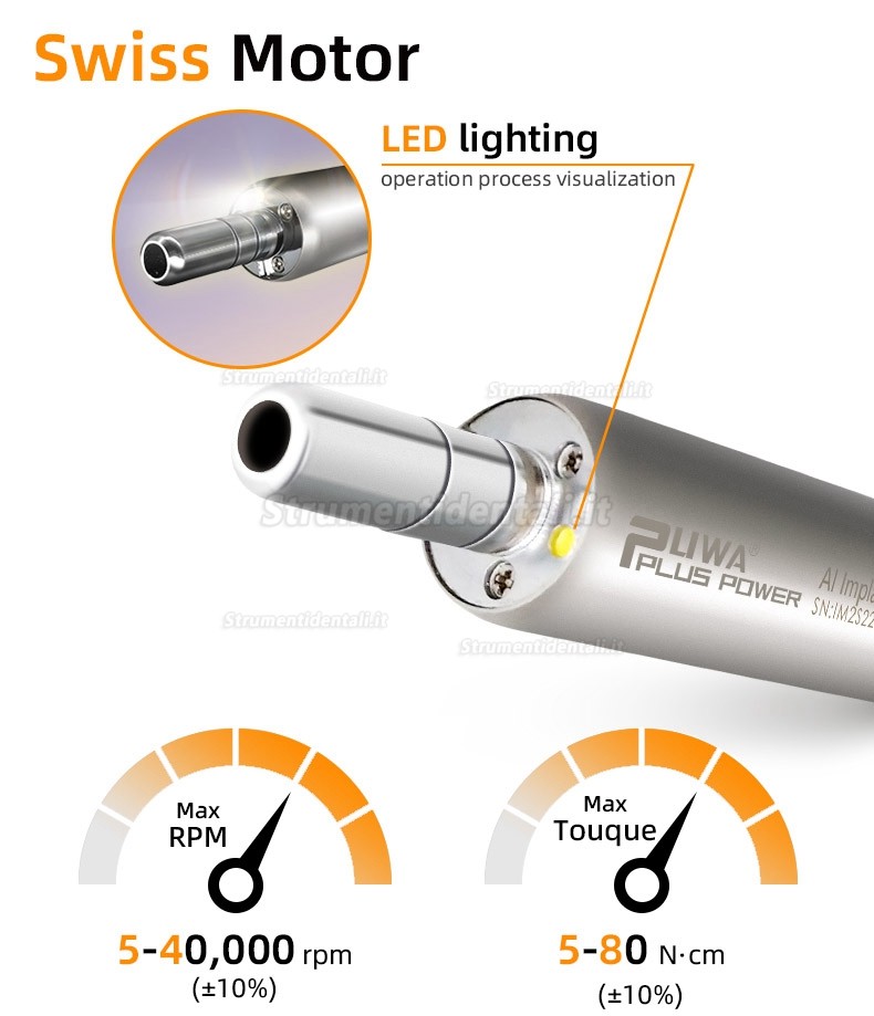 Motore per chirurgia implantare odontotecnico Pluspower® Ai Touch con contrangolo 20:1