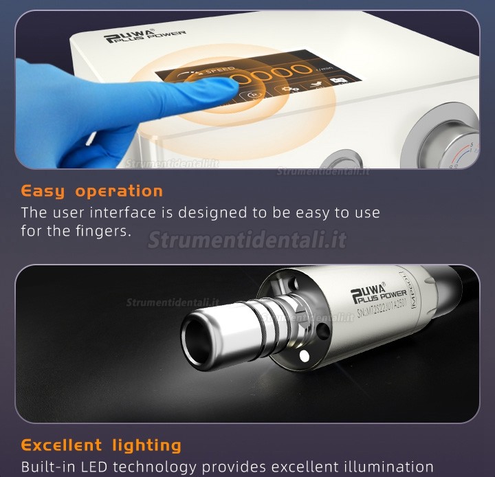 Luce LED incorporata per micromotore elettrico dentale Pluspower® Super Micro S