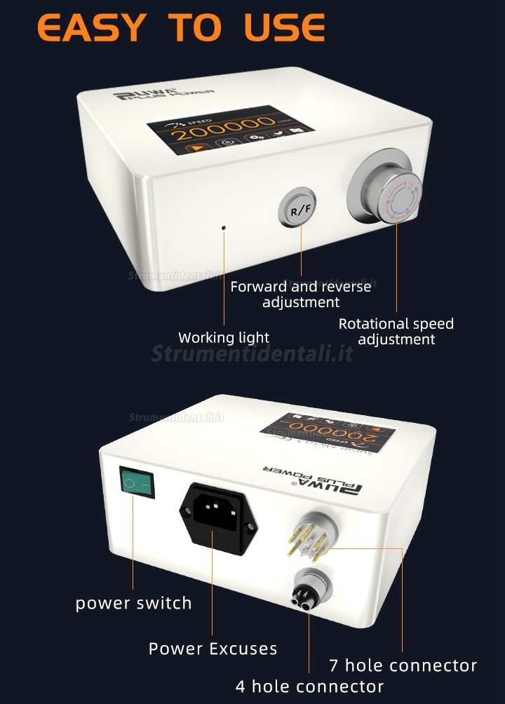 Luce LED incorporata per micromotore elettrico dentale Pluspower® Super Micro S