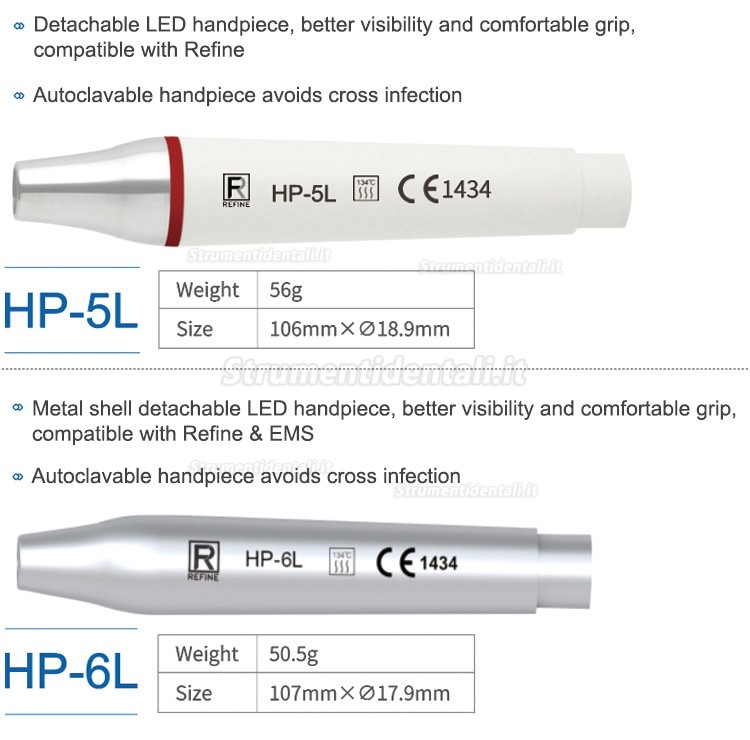 Refine® HP1/HP3/HP5L/HP6L Manipolo da ablatore ultrasuoni (compatibile con EMS Woodpecker)