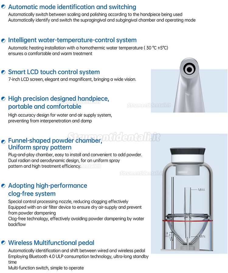 Refine® PTX 2 in 1 Ablatore ad ultrasuoni con air polisher e sistema di controllo della temperatura dell'acqua