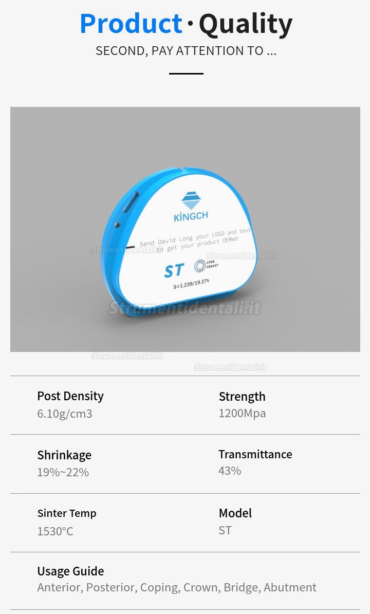 1 pezzi disco per zirconic ST/HT dentale (fresatrice del sistema CAD/CAM Amann Girrbach)