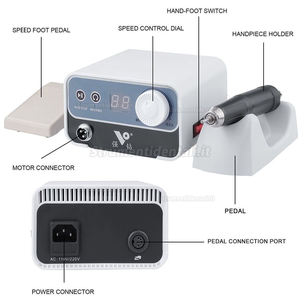 Micromotore brushless per laboratorio dentale STRONGDRILL FN323AWS con manipolo da 50000 giri/min