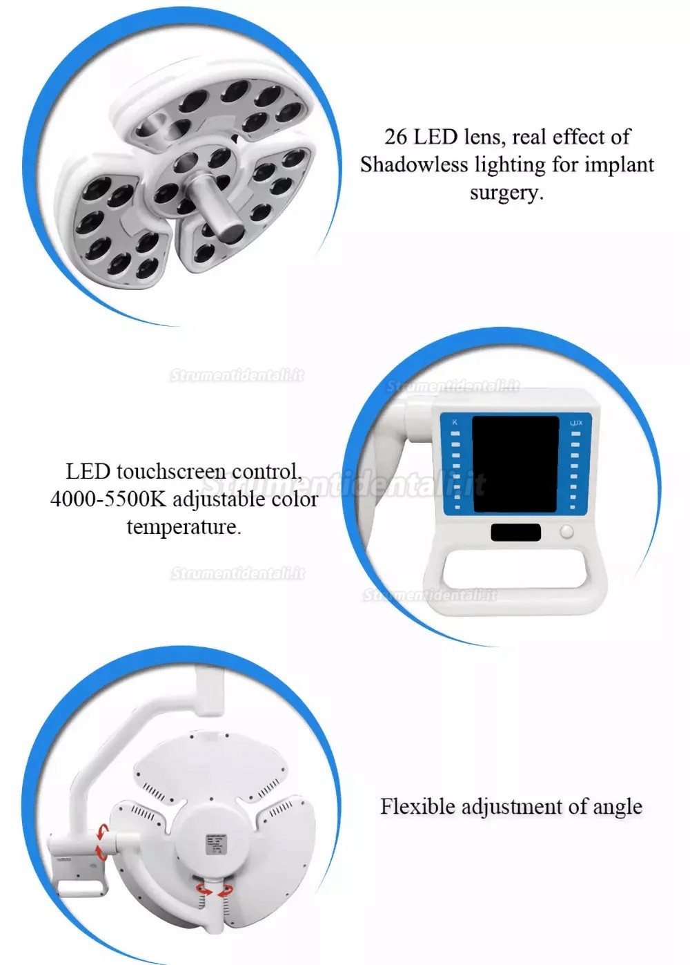 Lampada riunito LED odontoiatrico Saab KY-P138 con braccio per poltrona odontoiatrica Lampada riunito LED odontoiatrico Saab KY-P138 con braccio per poltrona odontoiatrica