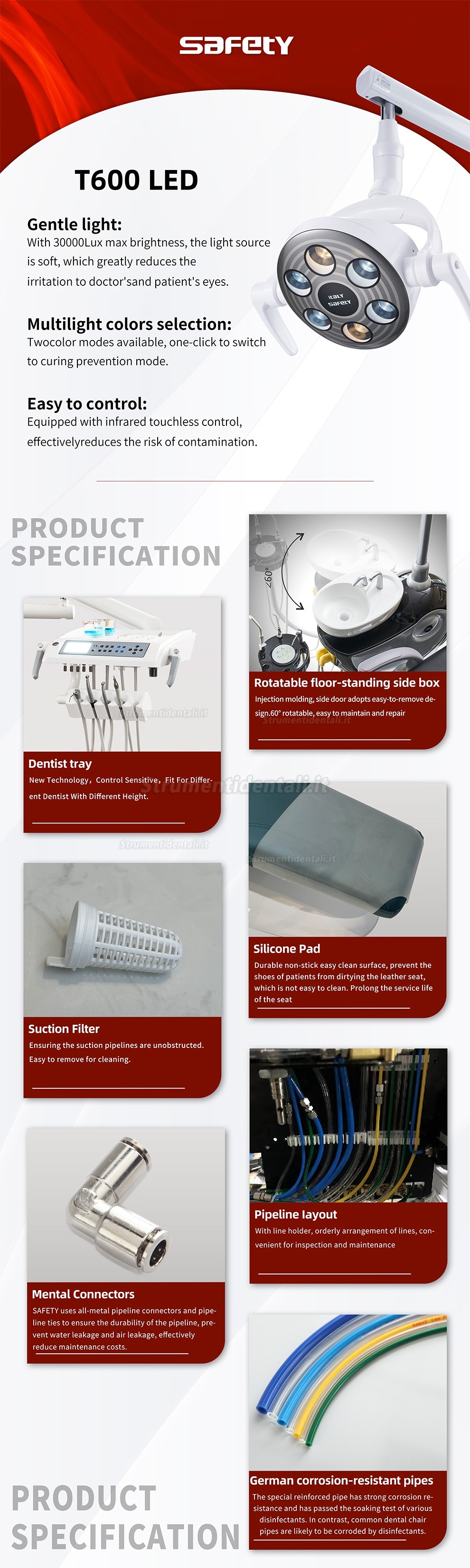 Safety® M1+ Economica della poltrona odontoiatrica / unità di trattamento dentale completa