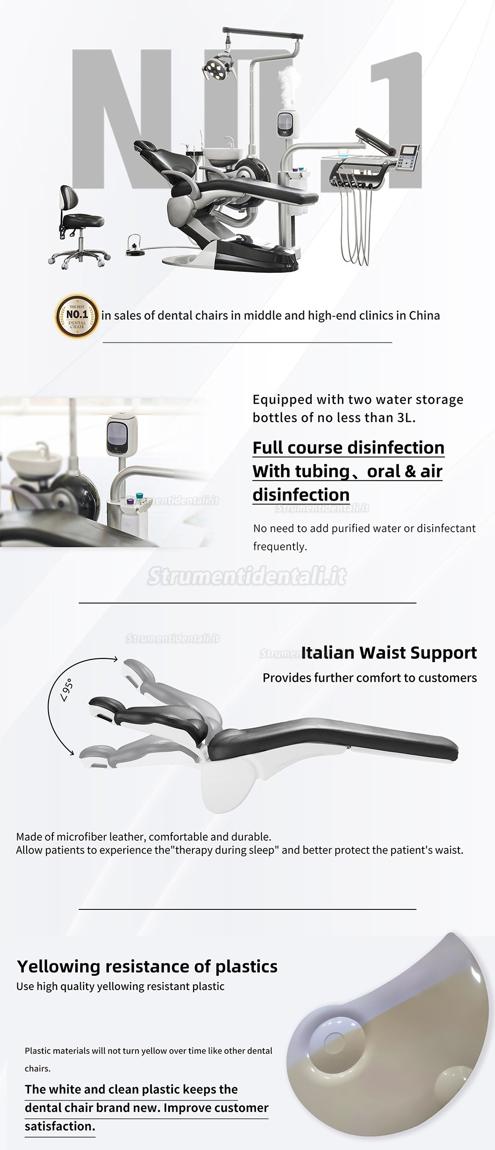 Safety® M2+ riuniti odontoiatrici in stile lusso con disinfettante dell'aria