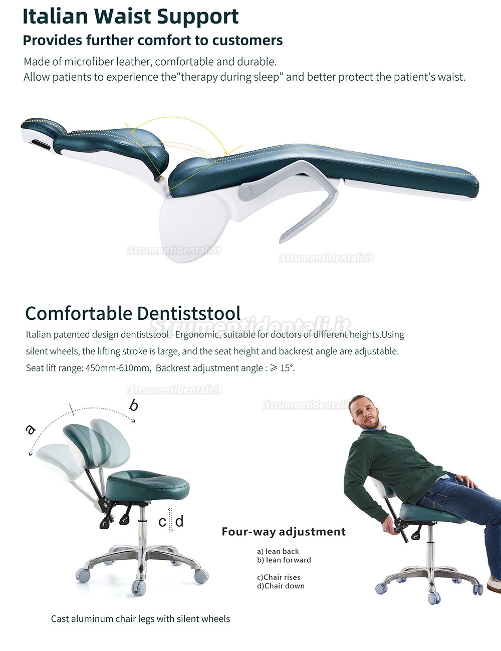 Safety® M8 Riuniti odontoiatrici per impianti dentali con supporto per la vita e portastrumenti indipendente