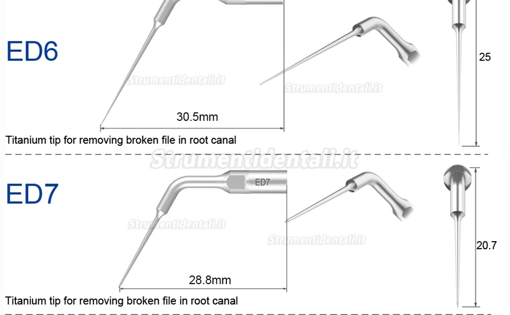 10Pz Refine® Inserti piezo per endodonzia ED1 ED2 ED3 ED4 ED5 ED6 ED7 ED8 ED9 ED10 ED11 ED14 ED15 Compatible con SATELEC NSK DTE GNATUS