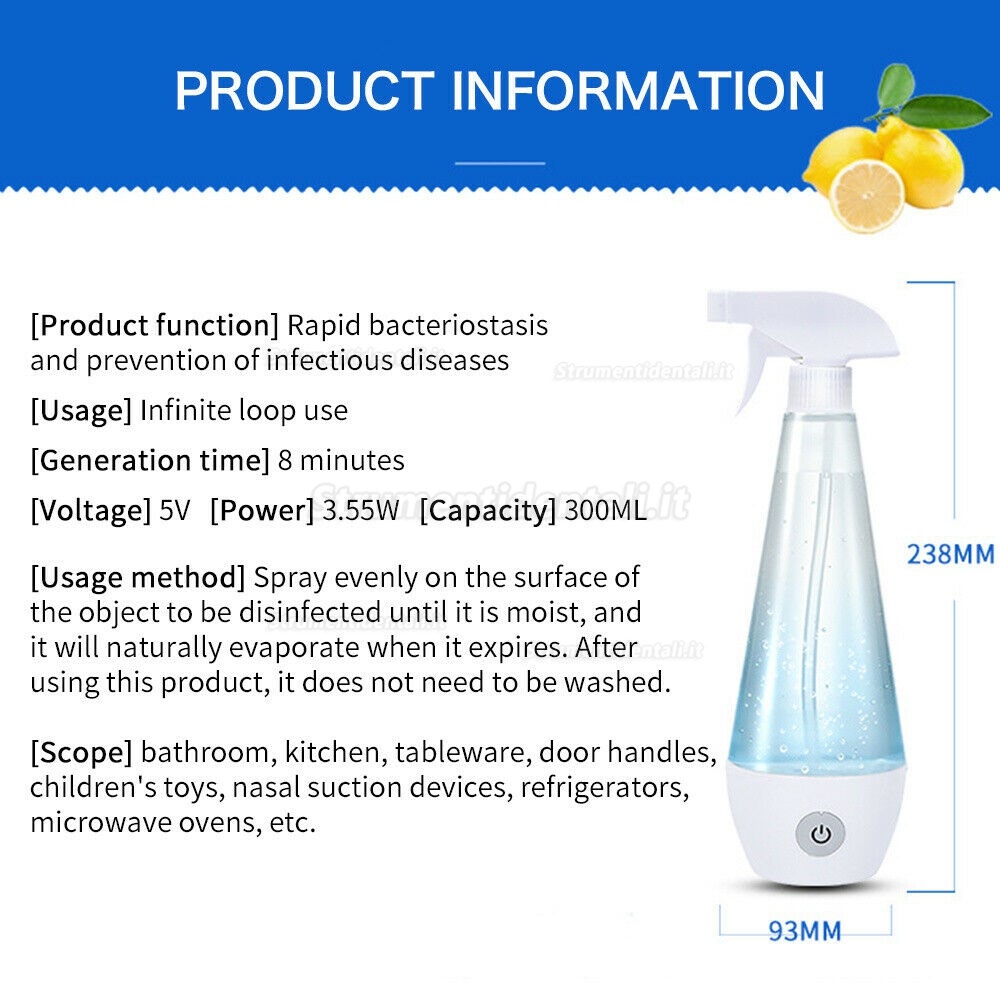 Disinfectant Water Maker Electrolytic Generator Disinfection Spray Bottle