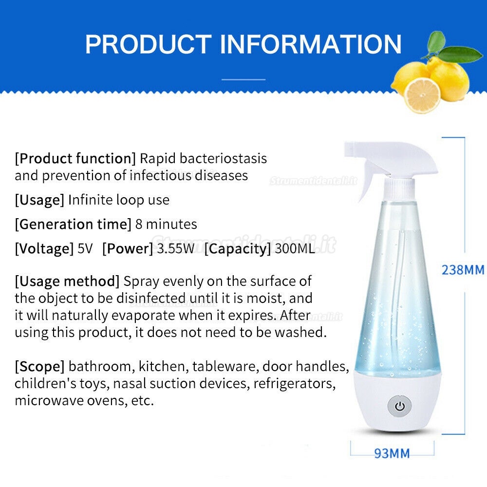 Disinfectant Water Maker Electrolytic Generator Disinfection Spray Bottle