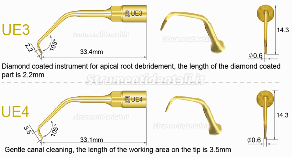 1Pz Inserti per endodonzia UE1 UE2 UE3 UE4 compatible con Mectron, Silfradent, Dmetec e Woodpecker