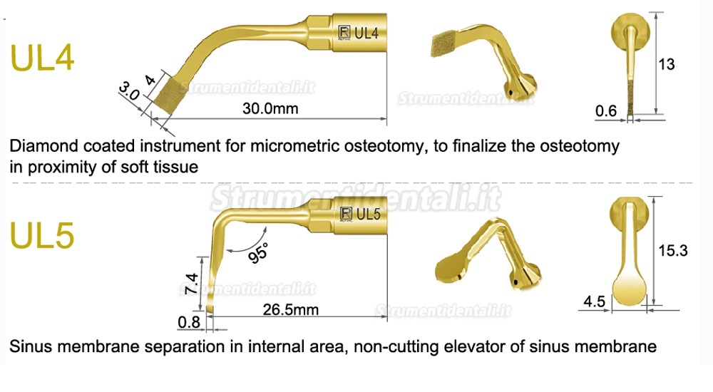 1Pz Inserti per il rialzo laterale del seno mascellare UL1 UL2 UL3 UL4 UL5 compatible con Mectron, Silfradent, Dmetec e Woodpecker