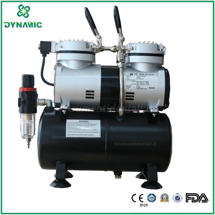 Dynamic TC196 Compressore portatile senza olio silenziato odontoiatrico 250W(1/3HP) 3.5L