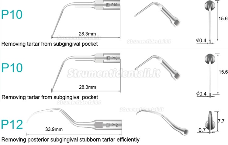 5Pz Refine® Inserti Piezo Per Parodontologia P2L P2R P2LD P2RD P5 P6 P7 P8 P10 P11 P12 P14L Compatible Con EMS Woodpecker