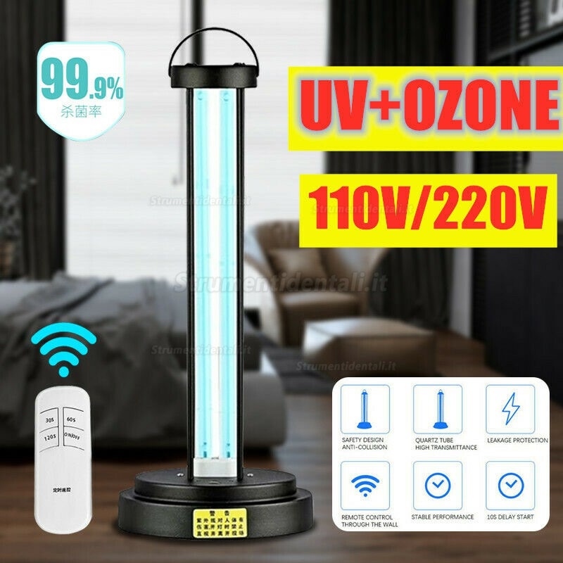 Luce per disinfezione UV-C, Lampada germicida UV Portatile con Controllo a Distanza del Terzo ingranaggio con Telecomando a ozono