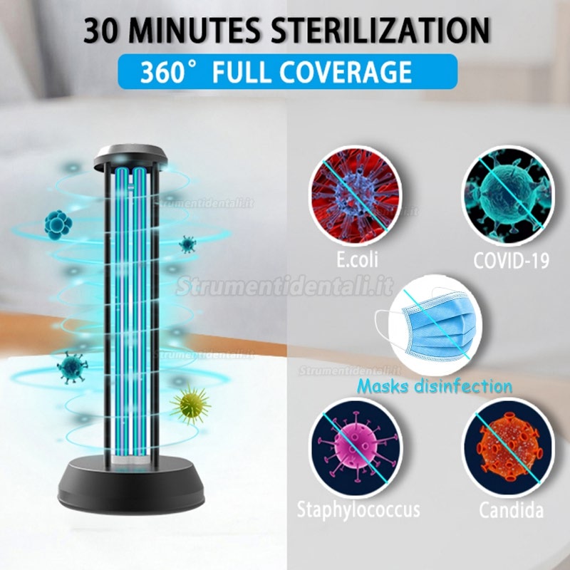 Luce per disinfezione UV-C, Lampada germicida UV Portatile con Controllo a Distanza del Terzo ingranaggio con Telecomando a ozono