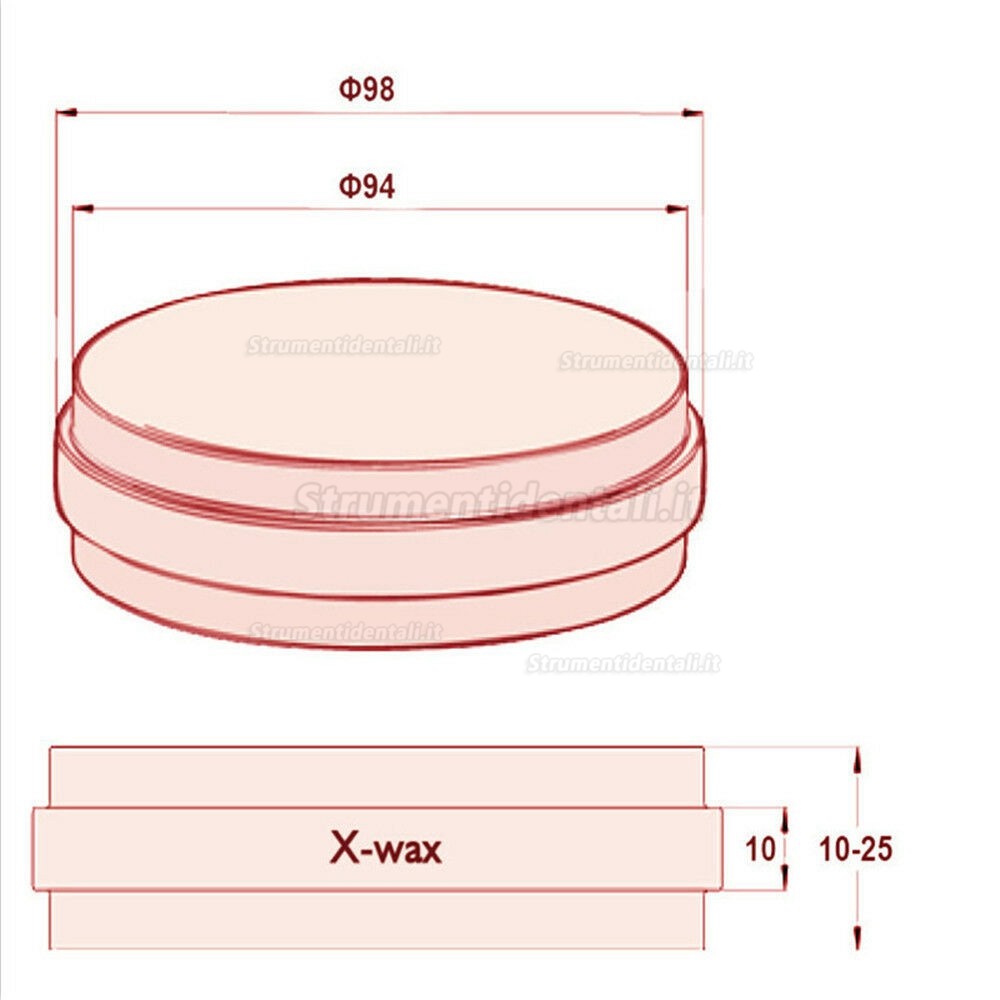 10 pezzi dischi di cera per odontotecnico da OD98*14mm per la fresatrice del sistema CAD/CAM Wieland