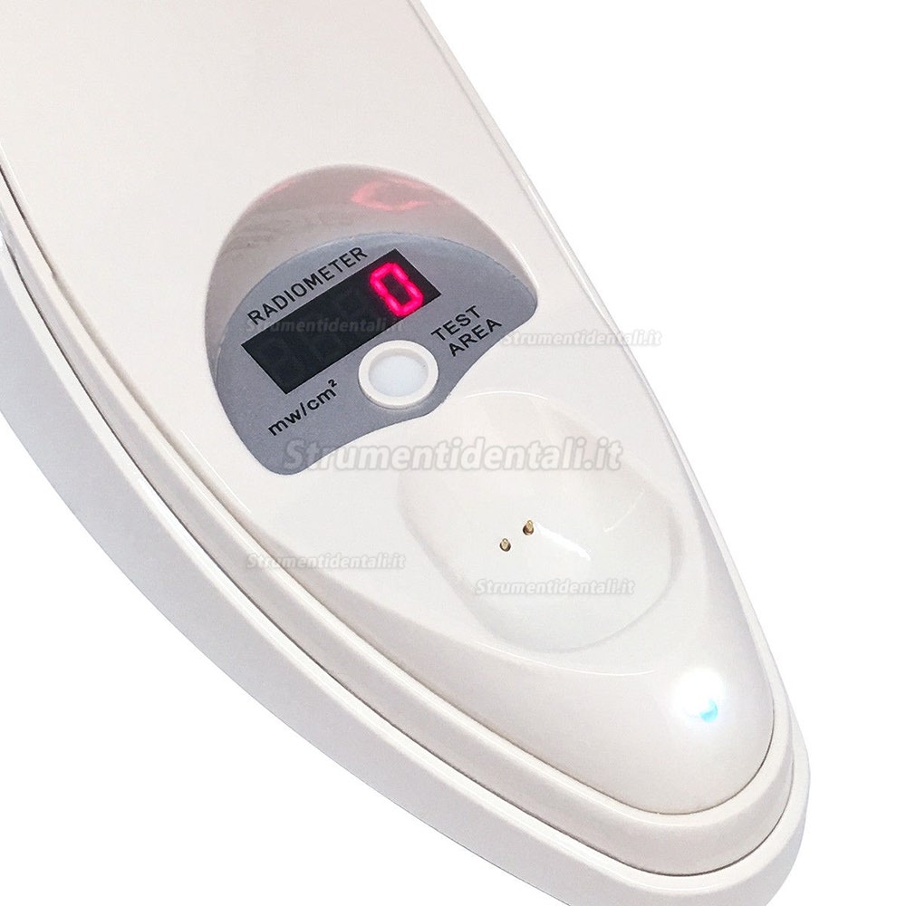 lampada LED di Polimerizzazione Dentaria della Cura della Resina senza Filo con Indicatore LED con il metro 2000mw/cm2 lampada LED di Polimerizzazione Dentaria della Cura della Resina senza Filo con Indicatore LED con il metro 2000mw/cm2