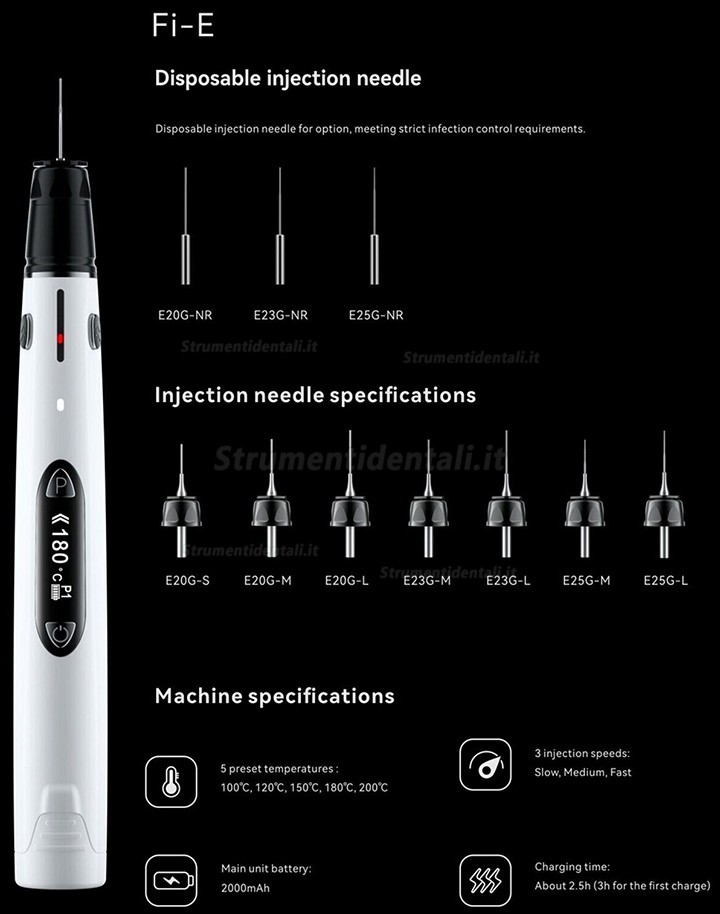 Manipolo per otturazione a caldo cordless Woodpecker Fi-E (con aghi)