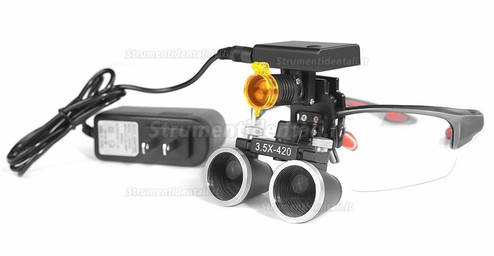 Occhialini binoculari dentali YUYO DY-117 3.5X + Faro LED senza fili 3W DY-010 Occhialini binoculari dentali YUYO DY-117 3.5X + Faro LED senza fili 3W DY-010