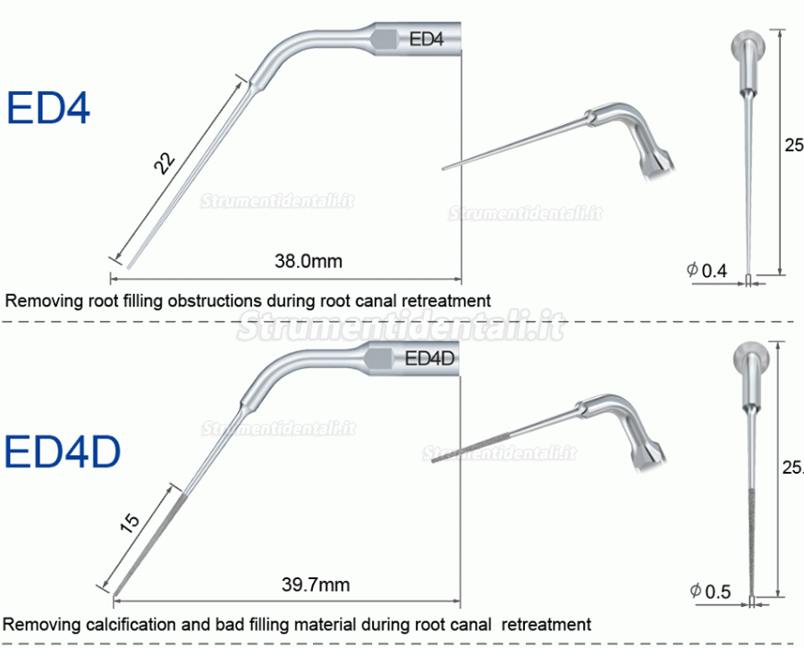 5Pz Refine® Inserti piezo per endodonzia E3D E4D E5D E10D E11D E12D E14D E15D compatibile con Woodpecker EMS